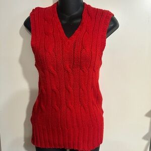 4/$16 Vintage Barclay Red Cable Knit Sleeveless Sweater